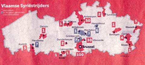 Aantal en % moslims in België per gemeente en aantal S